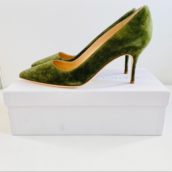 Manolo Blahnik Shoes - Manolo Blahnik BB  Green Suede Leather Pumps 8.5